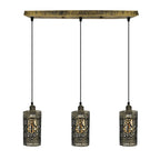 Industrial vintage Retro 3 way Rectangle Drum Cylinder Black cage pendant~4012-4