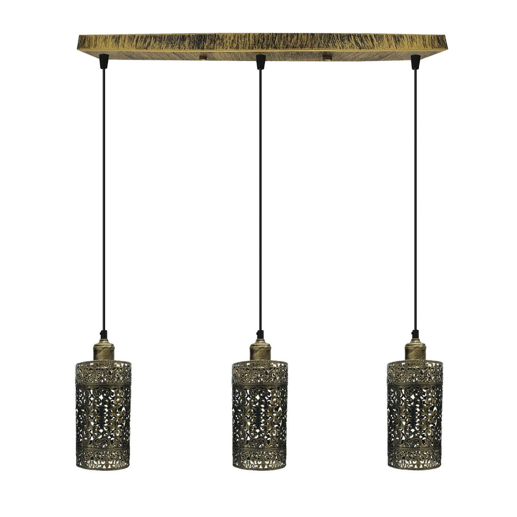 Industrial vintage Retro 3 way Rectangle Drum Cylinder Black cage pendant~4012-1