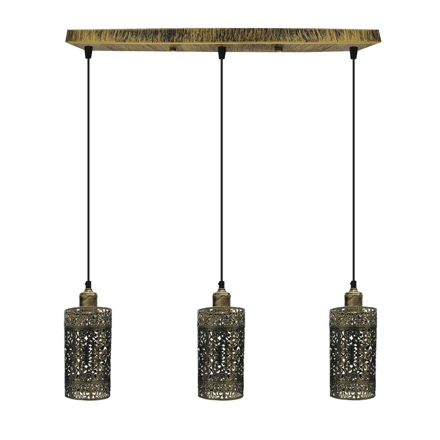 Industrial vintage Retro 3 way Rectangle Drum Cylinder Black cage pendant~4012-2