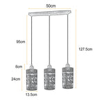 Industrial vintage Retro 3 way Rectangle Drum Cylinder Black cage pendant~4012-3