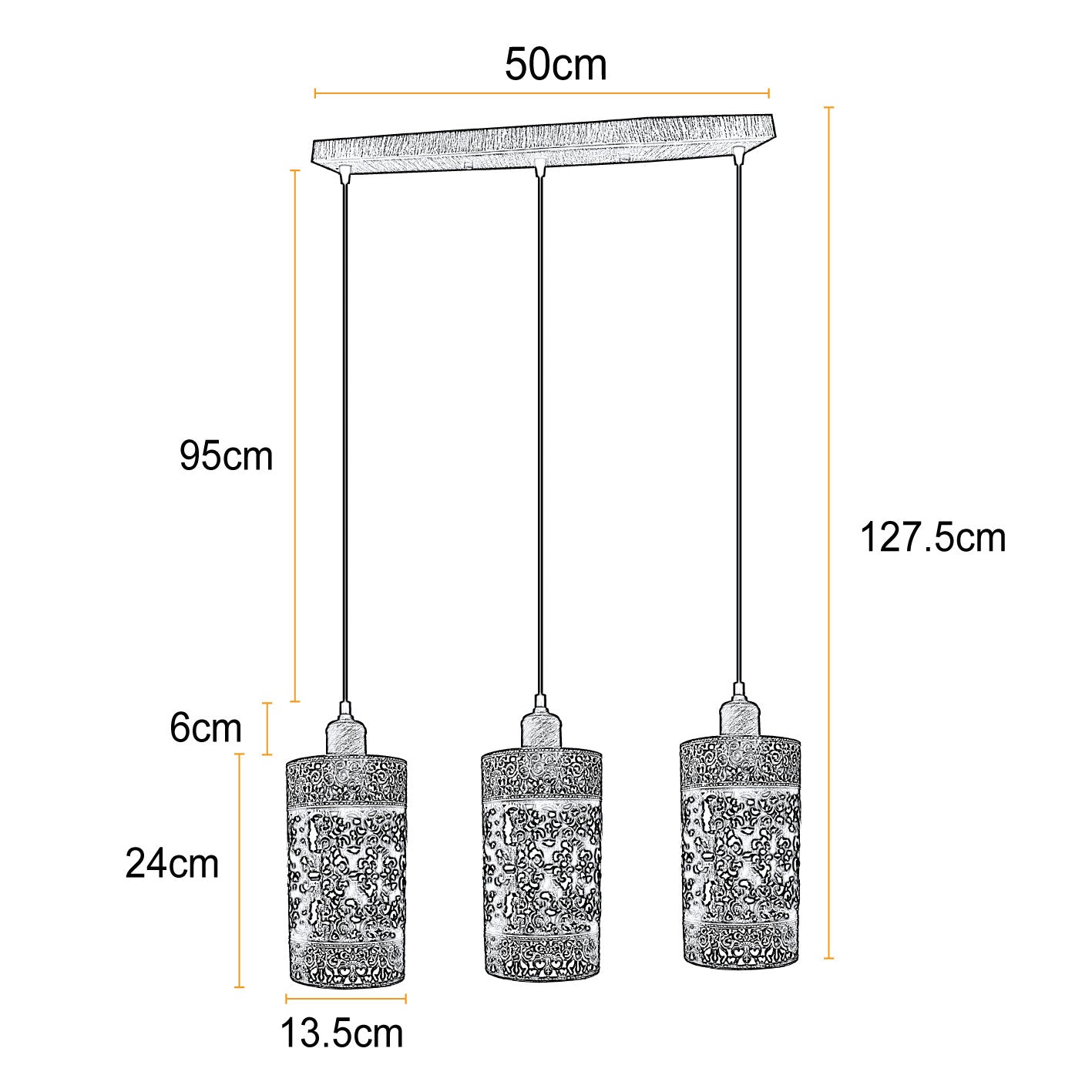 Industrial vintage Retro 3 way Rectangle Drum Cylinder Black cage pendant~4012-3