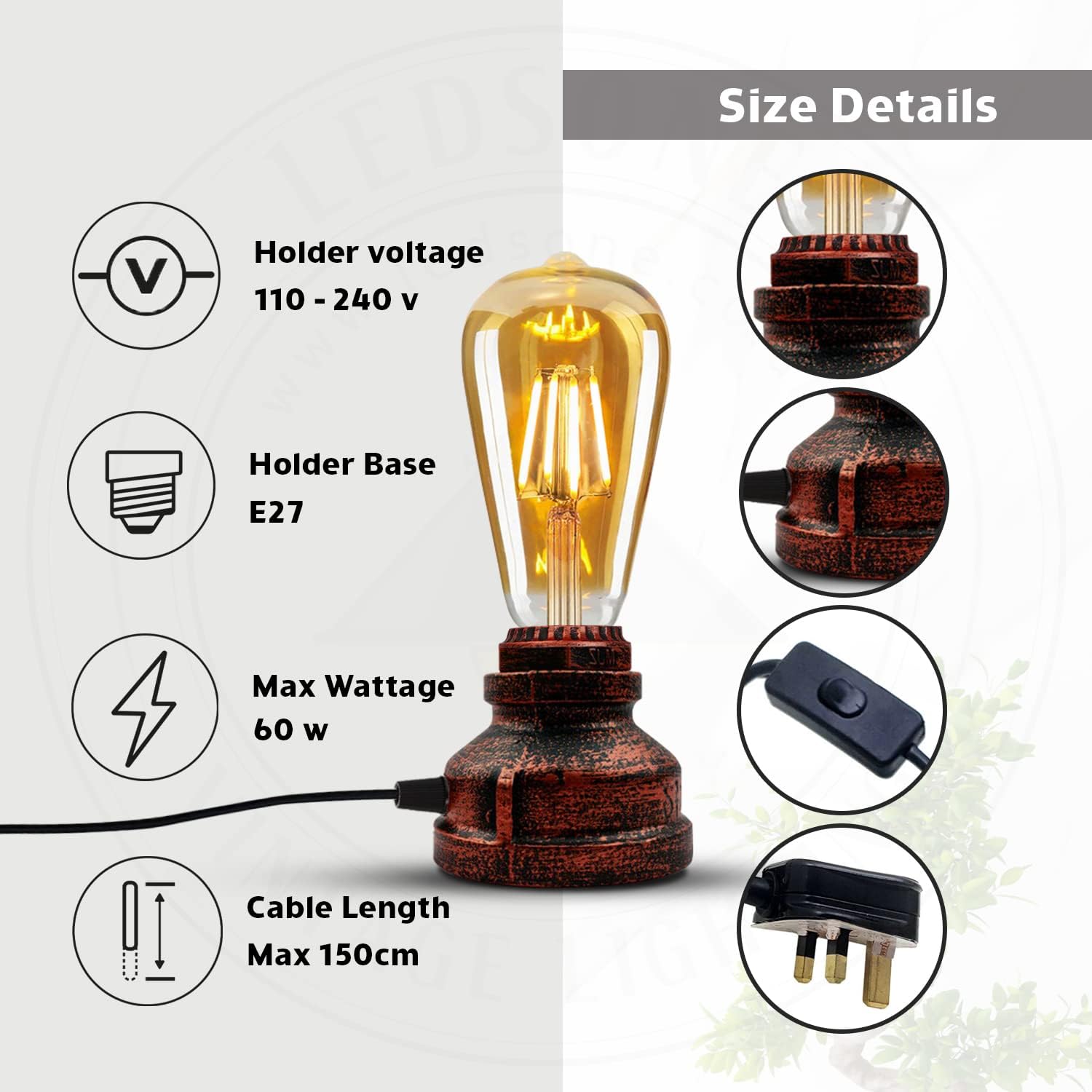 Rustic Table Lamps | Plug-In Desk Lights ~5012-2