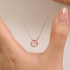 Cubic heart leaf necklace-3