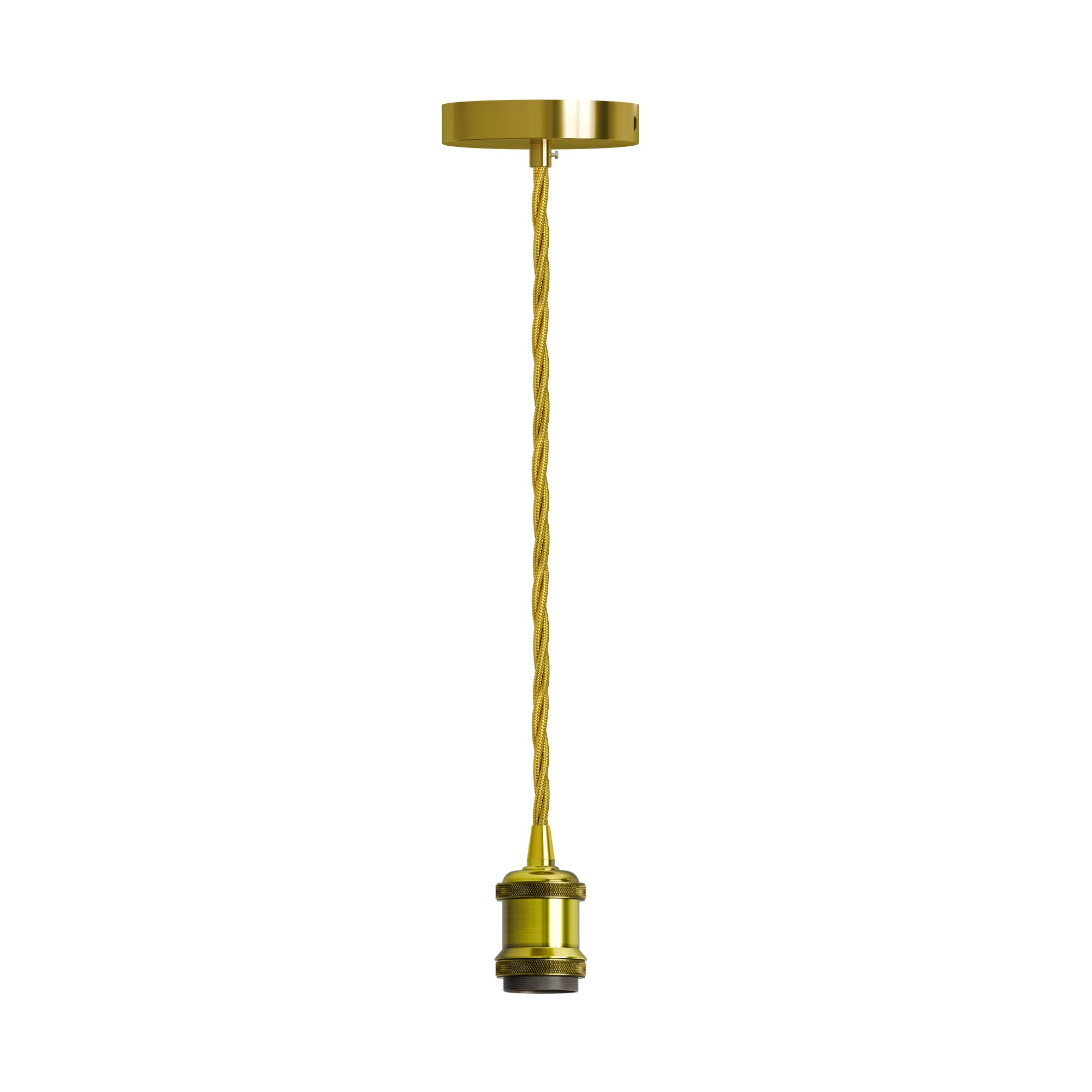 E27 Base Holder 1m 3 core Gold Twisted Cable Pendant Kit Yellow Brass  ~1706-5