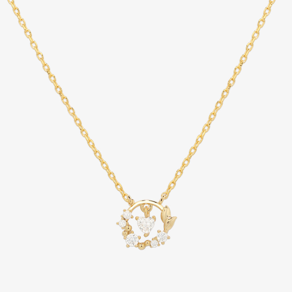 Cubic heart leaf necklace-0