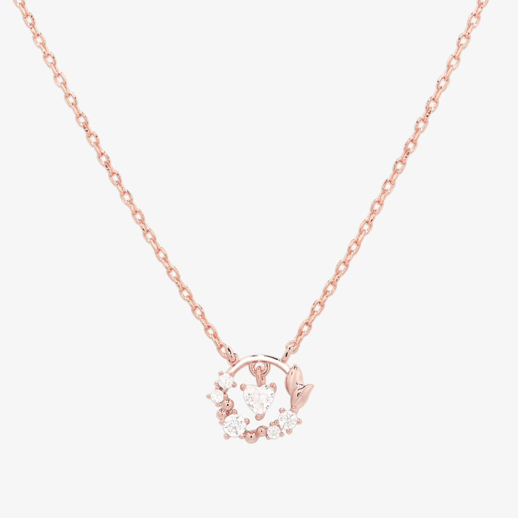 Cubic heart leaf necklace-5