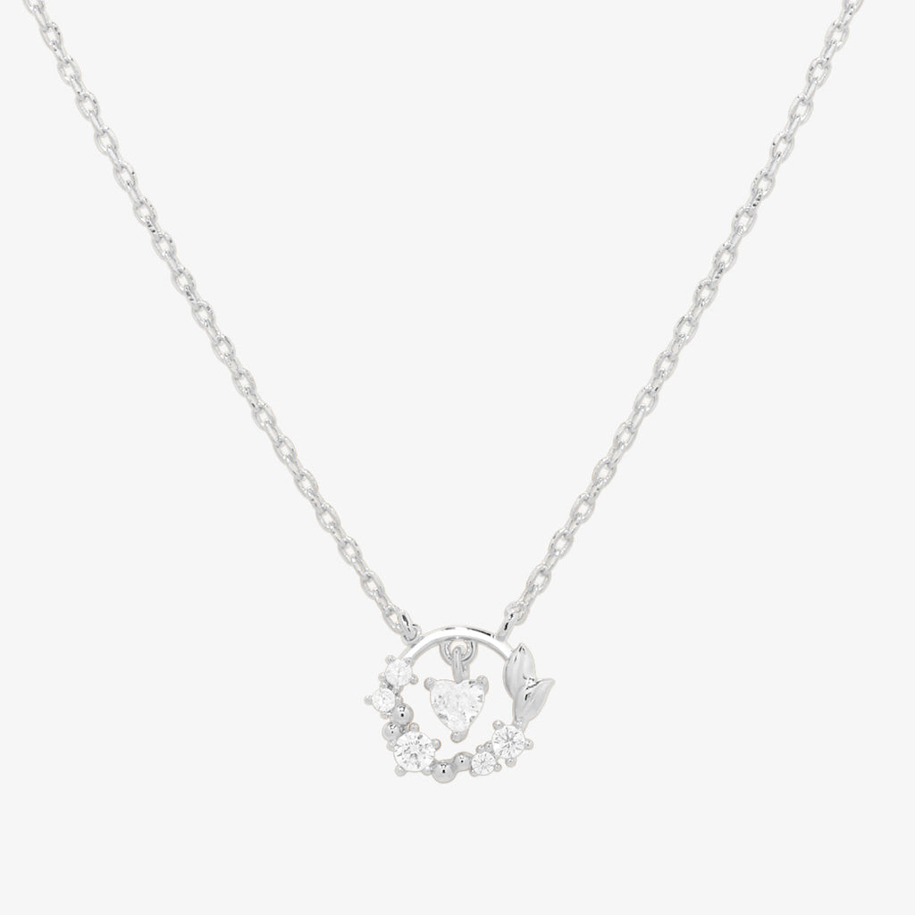 Cubic heart leaf necklace-4